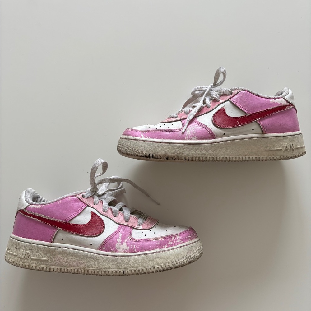 Pink and red Nike air forces